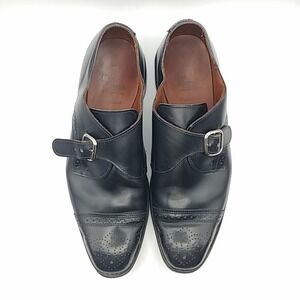 Allen Edmonds Single Monkstrap Shoes Men 10 E Black Leather Cap‎ Brogue Toe 5313